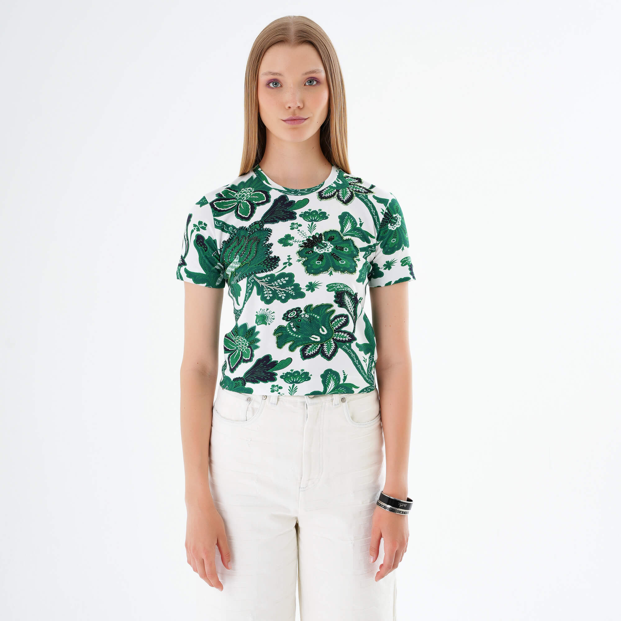 Etro - Floral Print Short Sleeved Tshirt  Green Size L